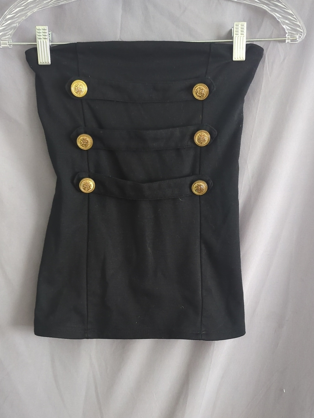 Wet Seal Black Tube Top with Gold Buttons. Great For A Woman's Sailor Costume